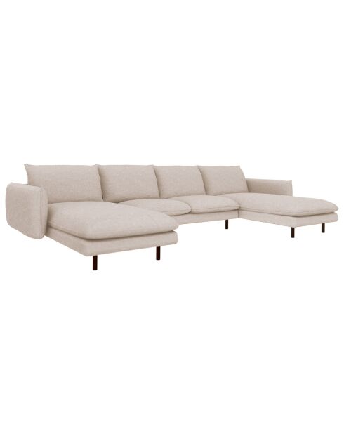 Grand u canapé panoramique isak beige sable  - 315x92/160x85 cm