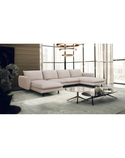 Grand u canapé panoramique isak beige sable  - 315x92/160x85 cm