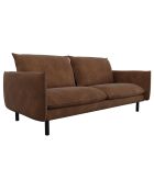 Canapé 3 places isak tissu effet cuir vintage cognac - 170x92x85 cm