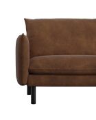 Canapé 3 places isak tissu effet cuir vintage cognac - 170x92x85 cm