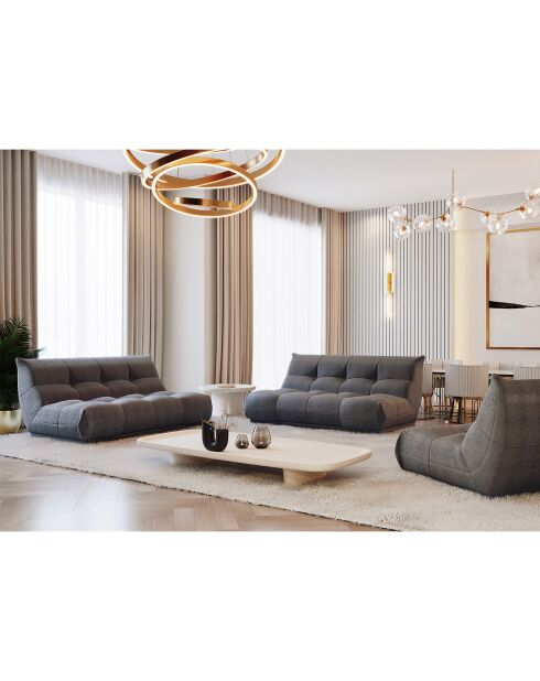 Gemütliches 4-Sitzer-Sofa aus anthrazitfarbenem lockigem Stoff - 210x112x80 cm