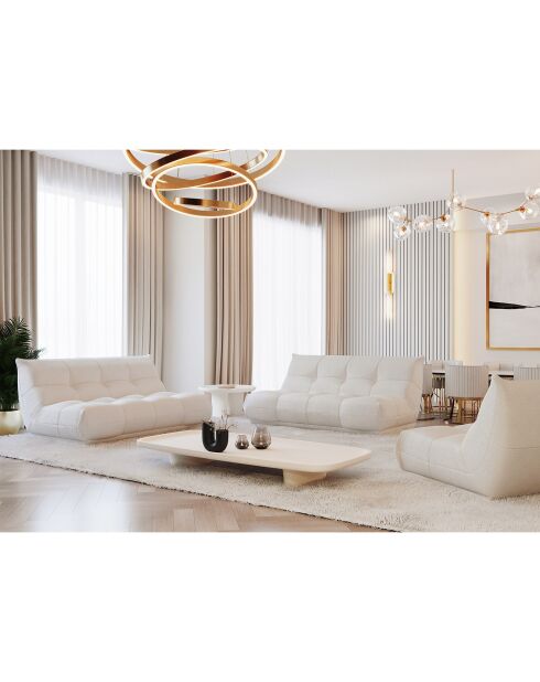 Gemütliches 4-Sitzer-Sofa aus cremefarbenem lockigem Stoff - 210x112x80 cm