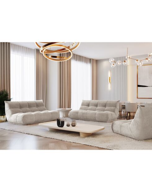Gemütliches 4-Sitzer-Sofa aus beigem Kord - 210x112x80 cm