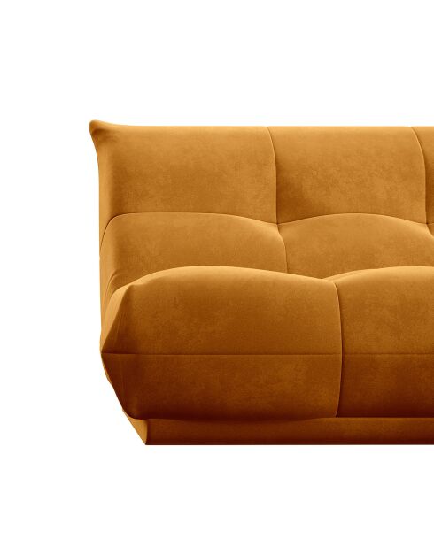 Sofá acogedor de 4 plazas de terciopelo mostaza - 210x112x80 cm