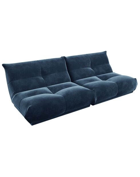Gemütliches 5-Sitzer-Sofa aus mitternachtsblauem Samt - 260x112x80 cm