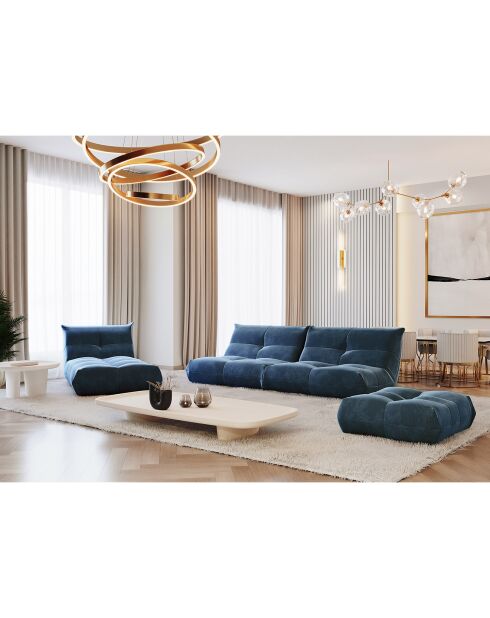 Gemütliches 5-Sitzer-Sofa aus mitternachtsblauem Samt - 260x112x80 cm