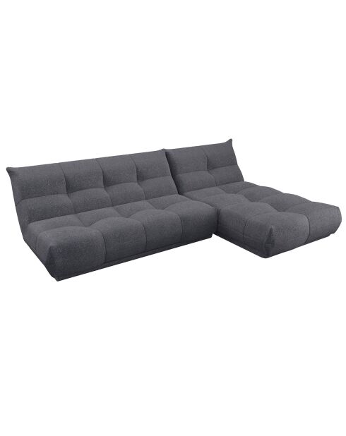 Angle droit ou gauche cozy tissu bouclé anthracite - 285x185x80 cm