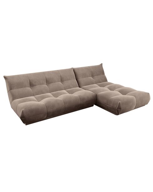 Rechte oder linke Ecke, kuscheliger beiger Samt, 285 x 185 x 80 cm