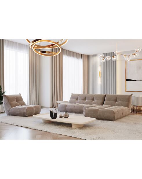 Rechte oder linke Ecke, kuscheliger beiger Samt, 285 x 185 x 80 cm