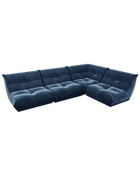 Grand angle droit cozy velours bleu nuit - 315x210x80 cm