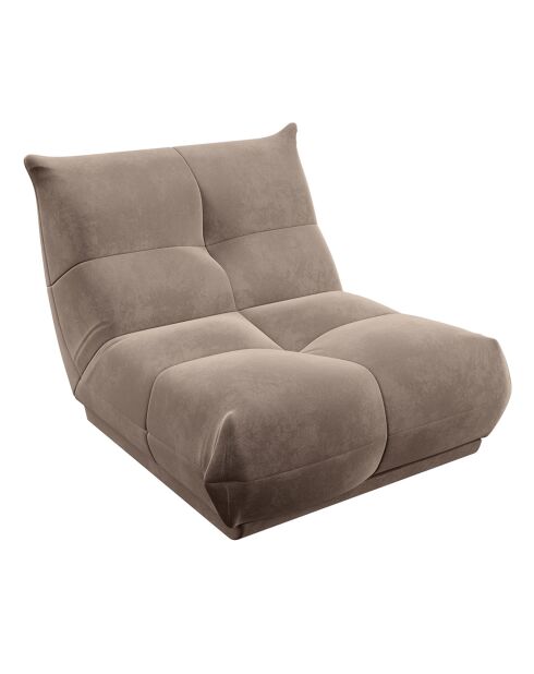 Fauteuil 80 cm cozy tissu velours beige - 80x112x80 cm