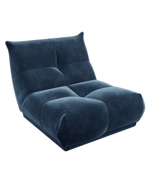 Fauteuil 80 cm cozy tissu velours bleu nuit - 80x112x80 cm