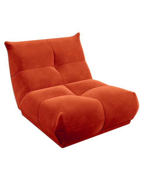 Fauteuil 80 cm cozy tissu velours orange rétro - 80x112x80 cm