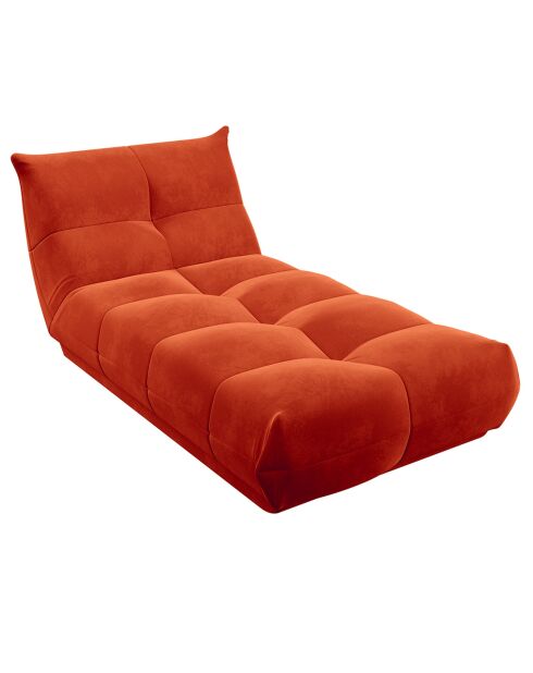 Méridienne cozy velours orange rétro - 105x185x80 cm