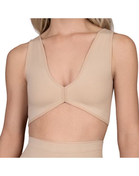 Zacht aanvoelende beige omkeerbare bh