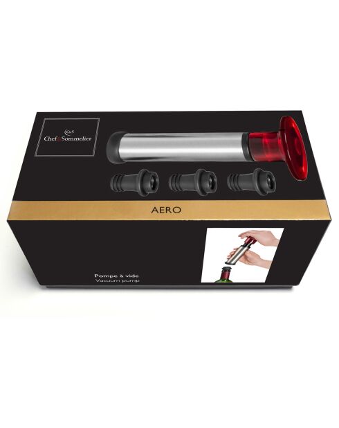 Pompe à vide avec 3 bouchons Aero gris/noir/rouge