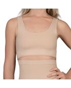 Zacht aanvoelende beige omkeerbare bh