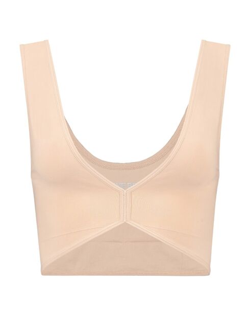 Zacht aanvoelende beige omkeerbare bh