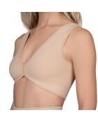Zacht aanvoelende beige omkeerbare bh