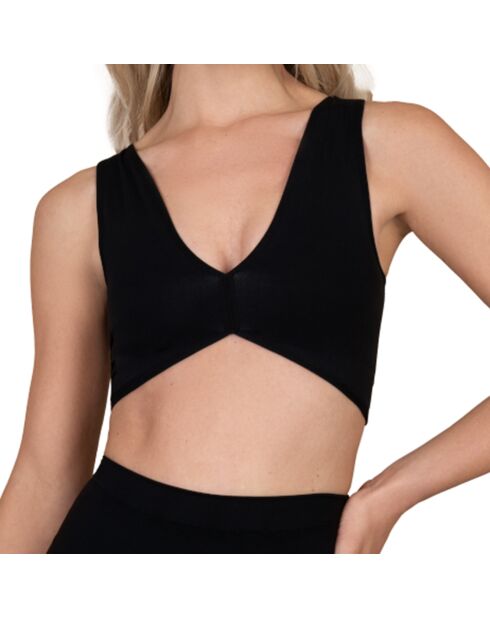 Zwarte, zacht aanvoelende omkeerbare bh