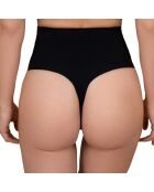 Zwarte, zacht aanvoelende string met hoge taille en hoge taille