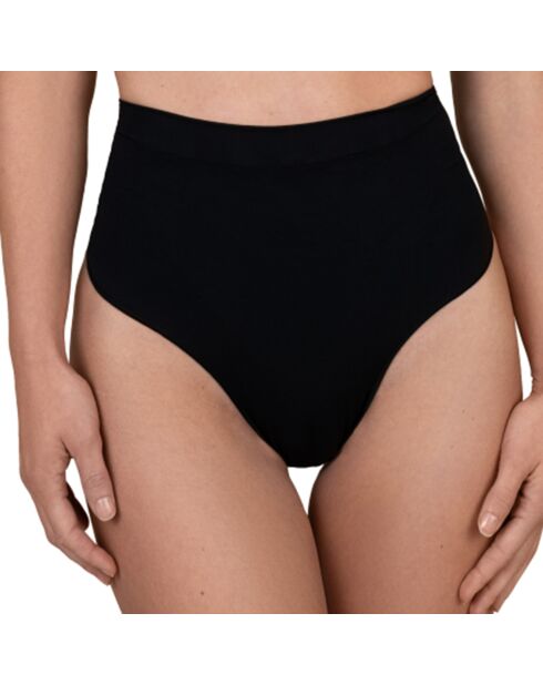 Zwarte, zacht aanvoelende string met hoge taille en hoge taille