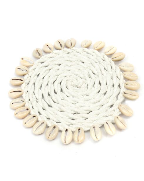 Witte schelpenonderzetter - D.12 cm