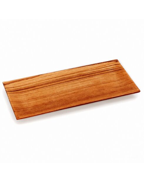 Assiette rectangulaire en teck naturel -  27.5x11.5x2 cm