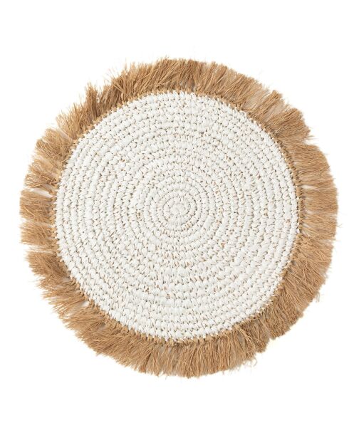 Set de table Raphia blanc/naturel -  D.45 cm