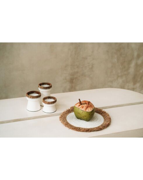 Set de table Raphia blanc/naturel -  D.45 cm