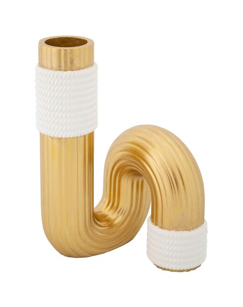 Vase Bann doré/blanc - 10.7x10.7x18.3 cm