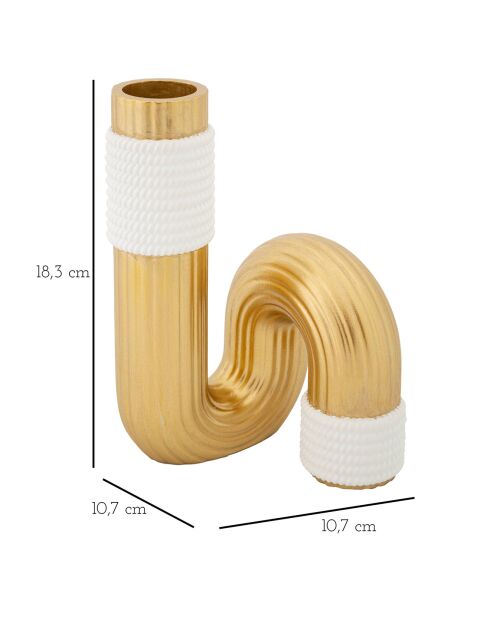 Vase Bann doré/blanc - 10.7x10.7x18.3 cm