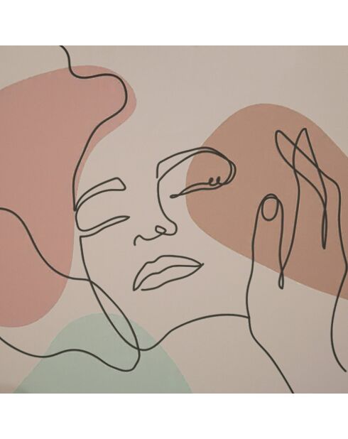 Affiche encadrée visage graphique beige - 32x43 cm