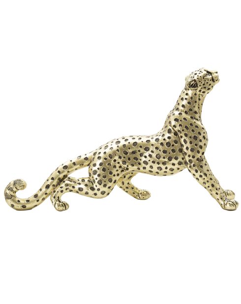 Statuette léopard assis dorée - 33x7.7x19.5 cm