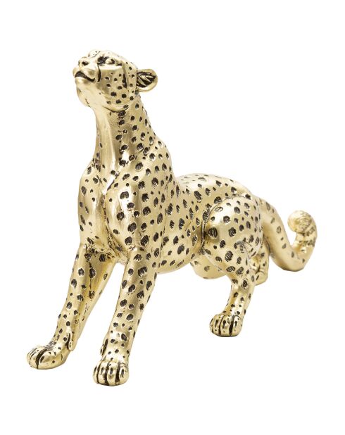 Statuette léopard assis dorée - 33x7.7x19.5 cm
