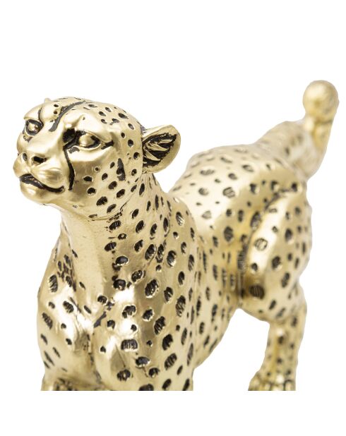 Statuette léopard assis dorée - 33x7.7x19.5 cm