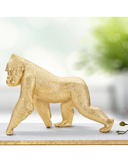 Statuette decorative gorille dorée - 29.7x11.5x21.8 cm