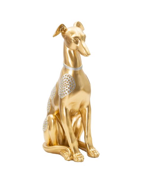 Statuette chien assis dorée - 19.8x10x29 cm