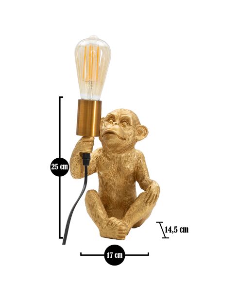 Lampe de table singe dorée - 17x14.5x25 cm