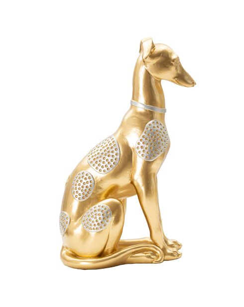 Statuette chien assis dorée - 19.8x10x29 cm