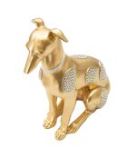 Statuette chien assis dorée - 19.8x10x29 cm