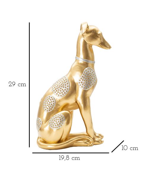 Statuette chien assis dorée - 19.8x10x29 cm