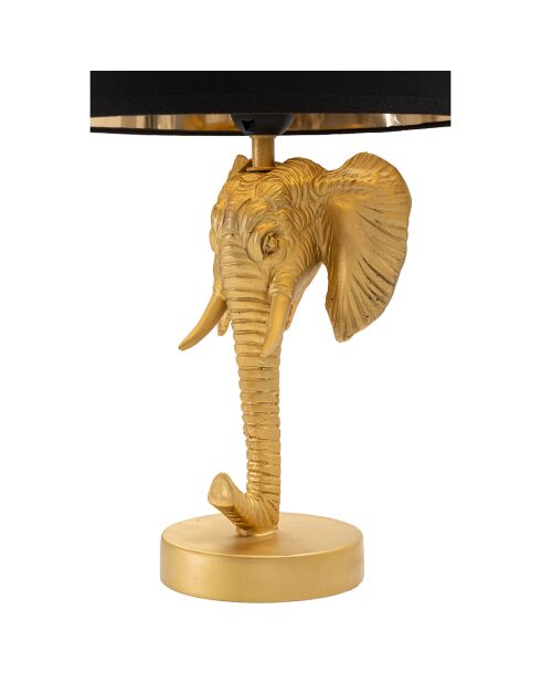 Zwart/gouden tafellamp met olifanten - D, 25x43 cm