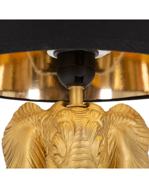 Zwart/gouden tafellamp met olifanten - D, 25x43 cm