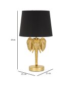 Lampe à poser éléphant noir/doré - D, 25x43 cm