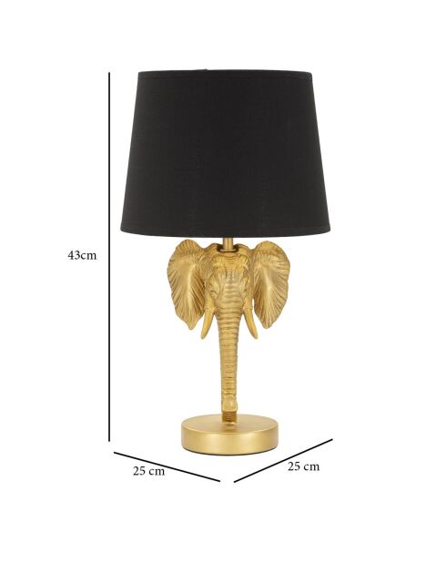 Lampe à poser éléphant noir/doré - D, 25x43 cm