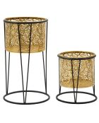 2 Cache-pots leavy cm noir/doré