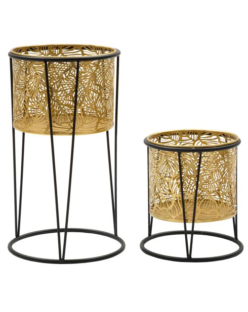 2 Cache-pots leavy cm noir/doré
