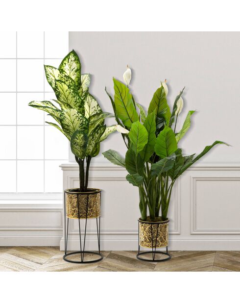2 Cache-pots leavy cm noir/doré