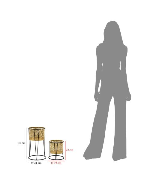 Macetas frondosas negro/doradas de 2 cm